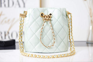 Chanel AS2859 Bucket Bag Shoulder Bag Shiny Grained Calfskin Light Green - Default Title - View 2