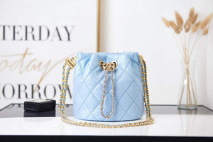 Chanel AS2859 Bucket Bag Shoulder Bag Shiny Grained Calfskin Light Blue - Default Title - View 2
