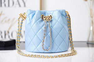Chanel AS2859 Bucket Bag Shoulder Bag Shiny Grained Calfskin Light Blue - Default Title - View 3
