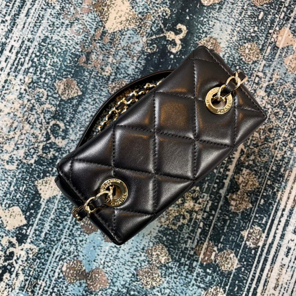 Chanel AS2877 Small Box Bag Lambskin Gold Metal Black