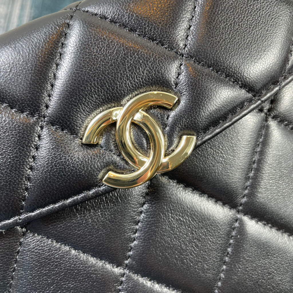 Chanel AS2877 Small Box Bag Lambskin Gold Metal Black