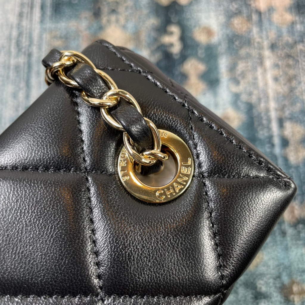 Chanel AS2877 Small Box Bag Lambskin Gold Metal Black