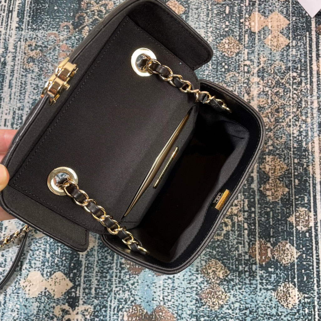 Chanel AS2877 Small Box Bag Lambskin Gold Metal Black