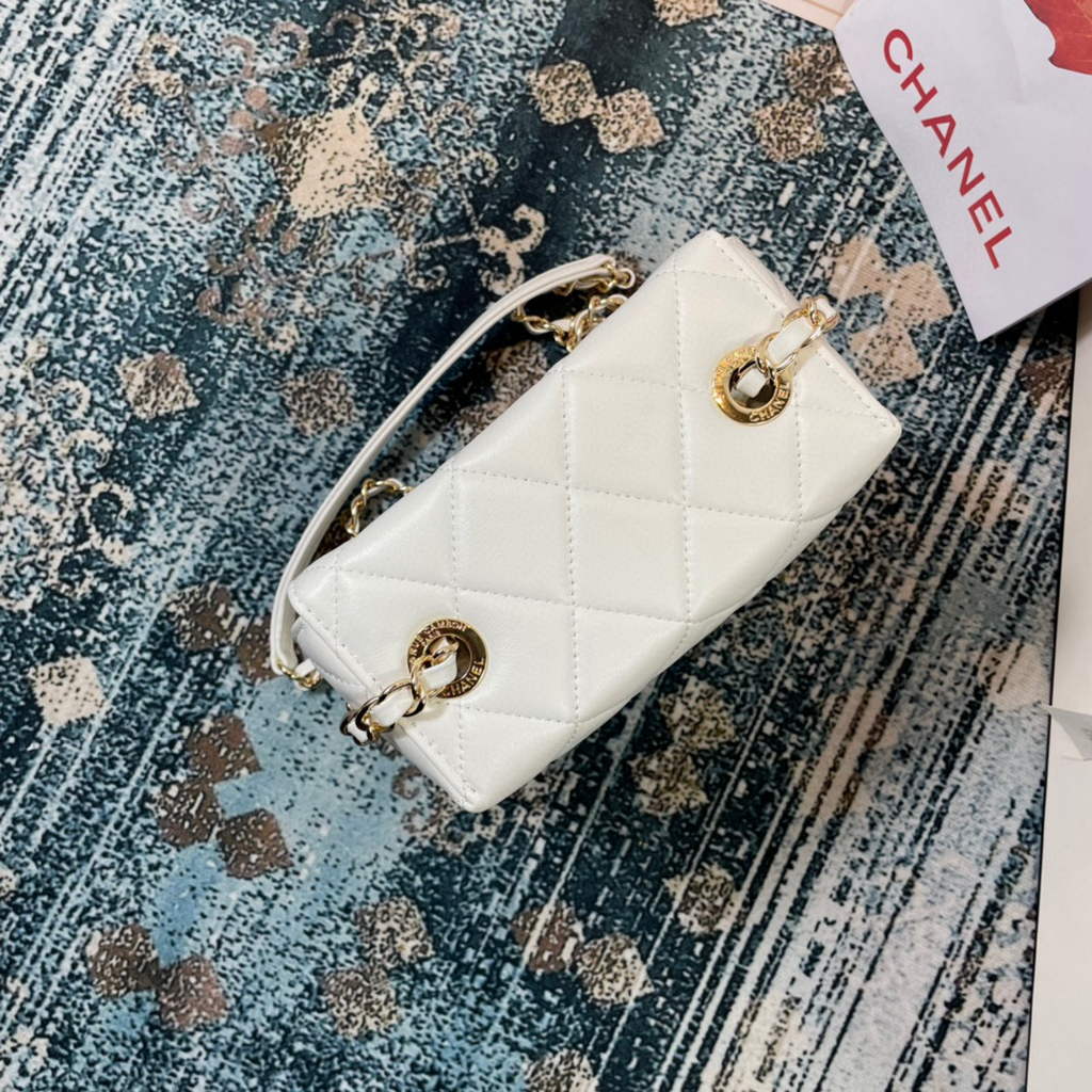 Chanel AS2877 Small Box Bag Lambskin Gold Metal Beige