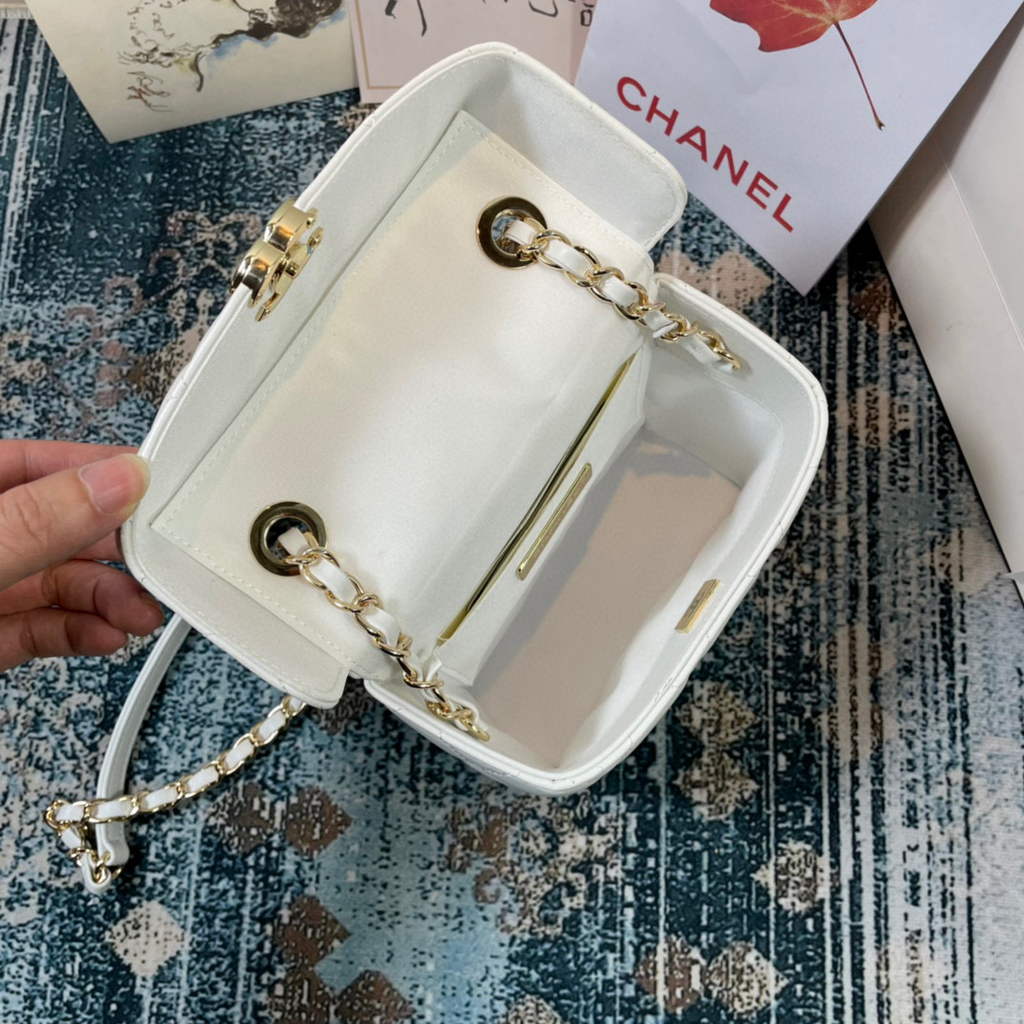 Chanel AS2877 Small Box Bag Lambskin Gold Metal Beige