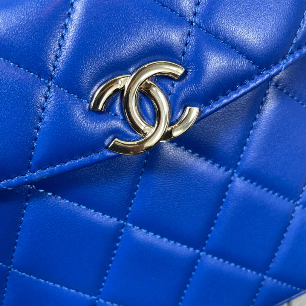 Chanel AS2877 Small Box Bag Lambskin Gold Metal Blue