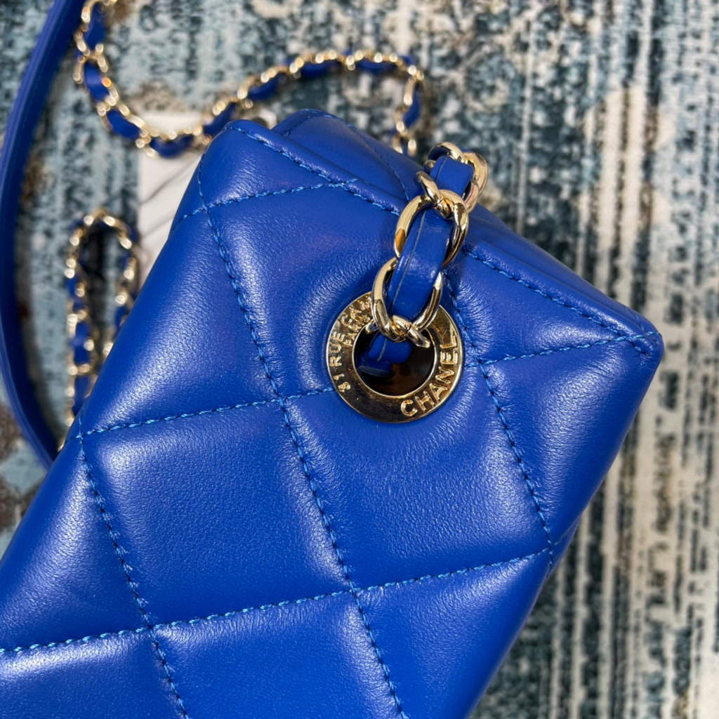 Chanel AS2877 Small Box Bag Lambskin Gold Metal Blue