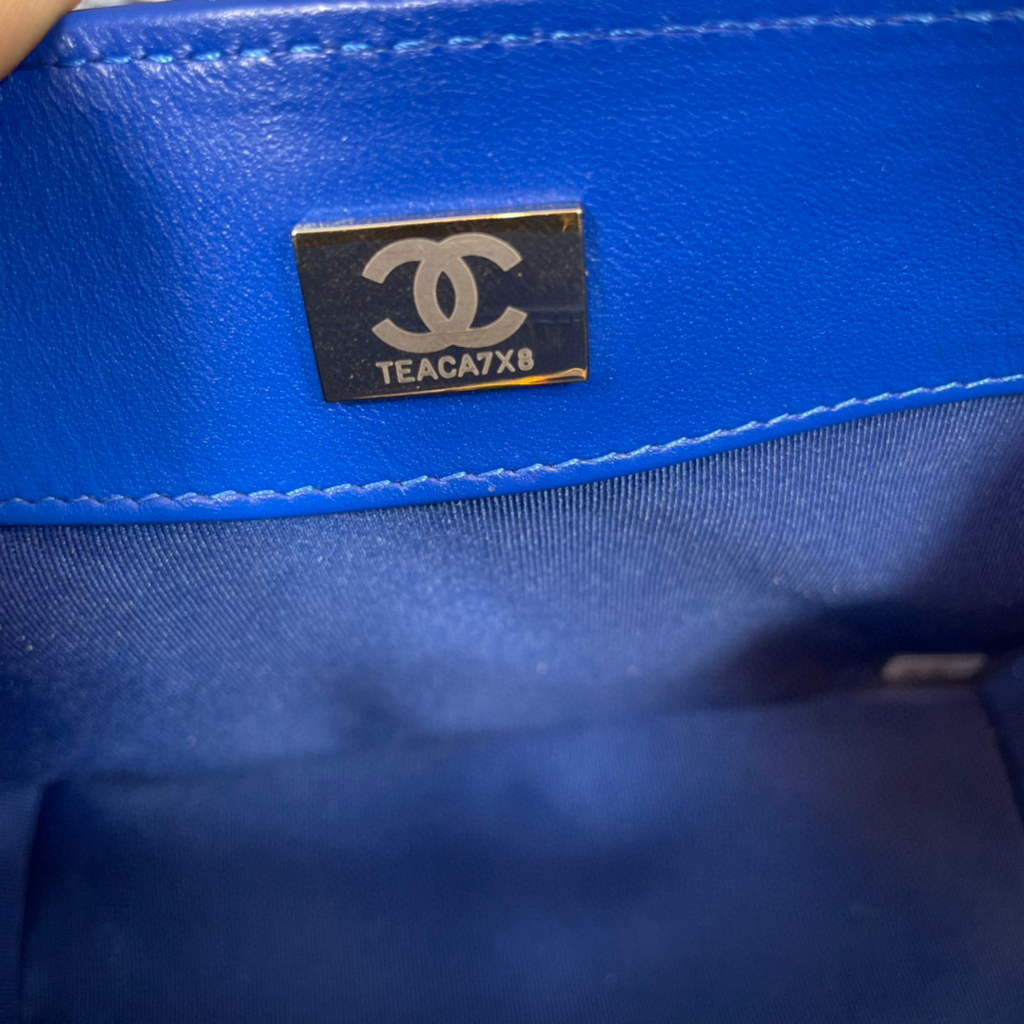 Chanel AS2877 Small Box Bag Lambskin Gold Metal Blue