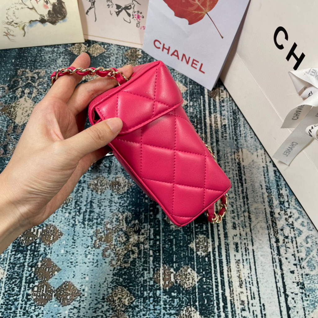 Chanel AS2877 Small Box Bag Lambskin Gold Metal Plum