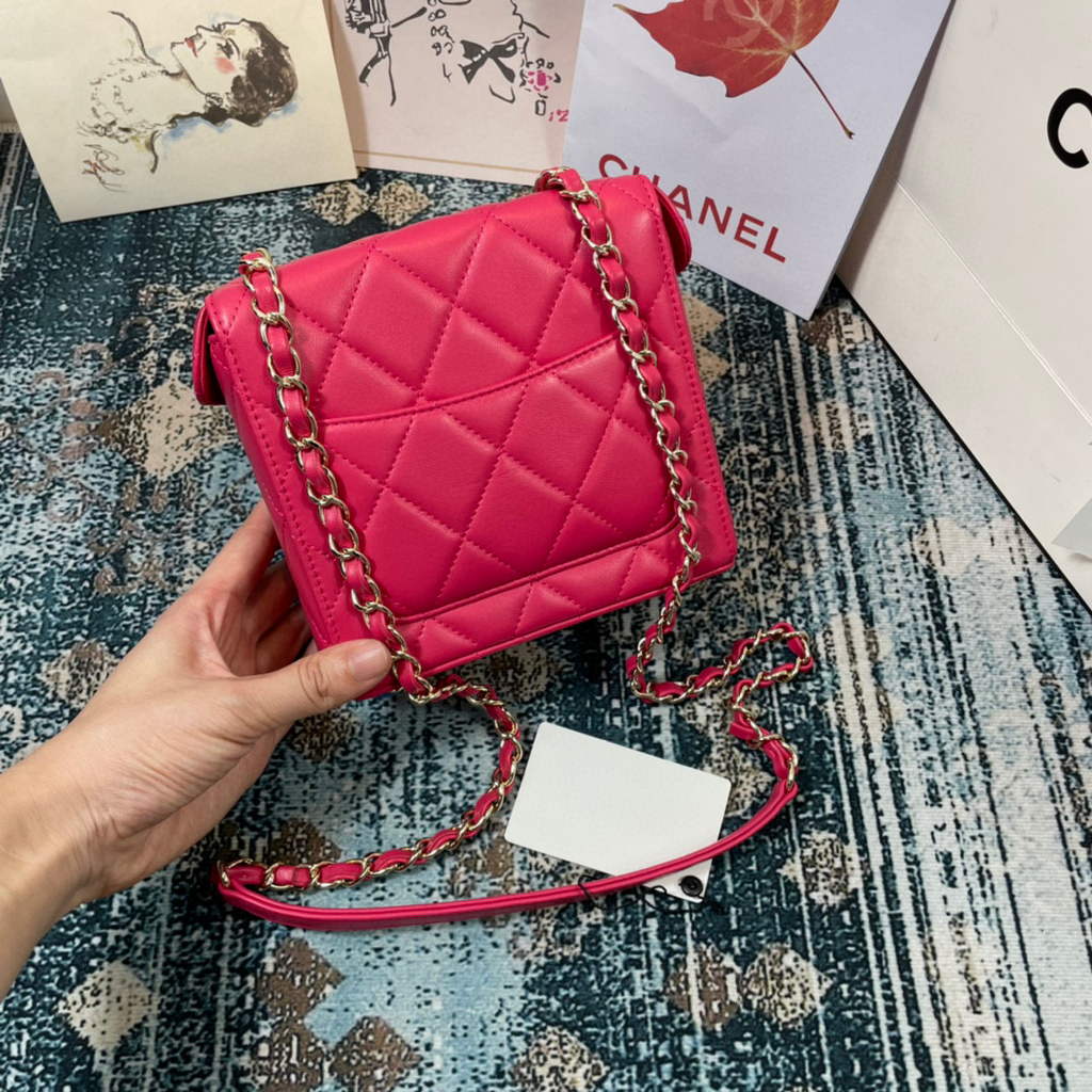 Chanel AS2877 Small Box Bag Lambskin Gold Metal Plum