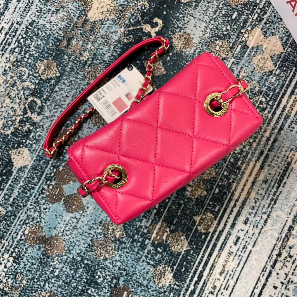 Chanel AS2877 Small Box Bag Lambskin Gold Metal Plum