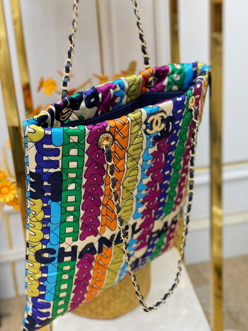 Chanel AS2896 Large Shopping Bag Printed fabric Metal Multicolor