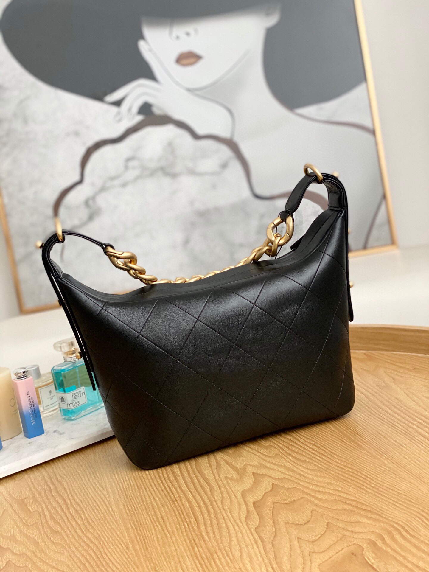 Chanel AS2910 Hobo Handbag Calfskin Black Gold - Default Title - View 2