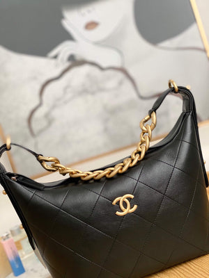 Chanel AS2910 Hobo Handbag Calfskin Black Gold - Default Title - View 3