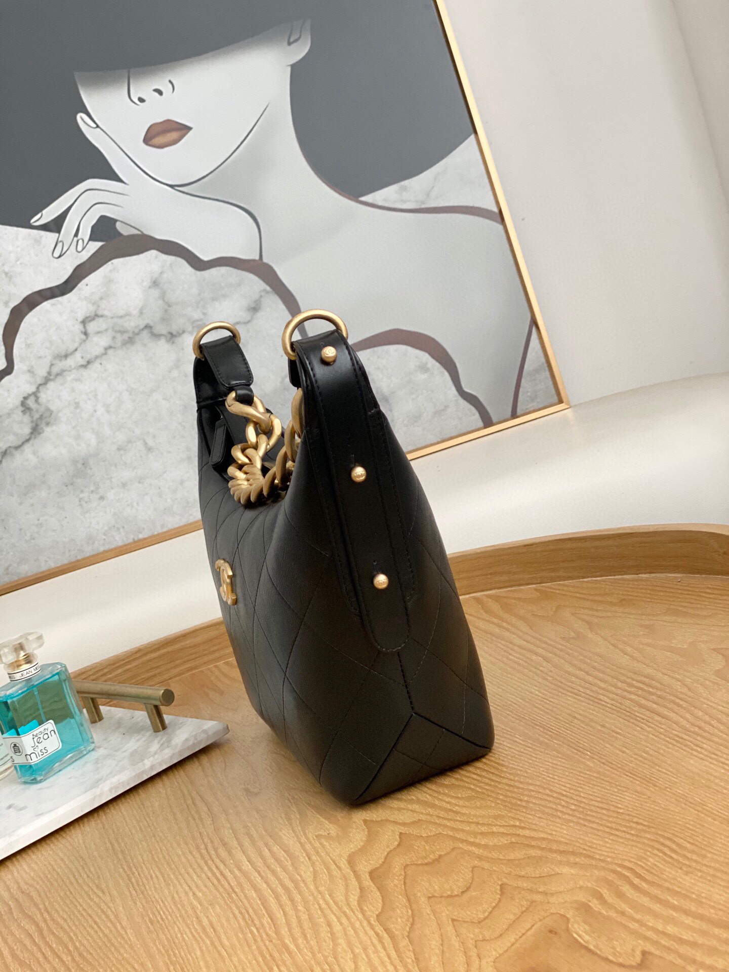 Chanel AS2910 Hobo Handbag Calfskin Black Gold - Default Title - View 5