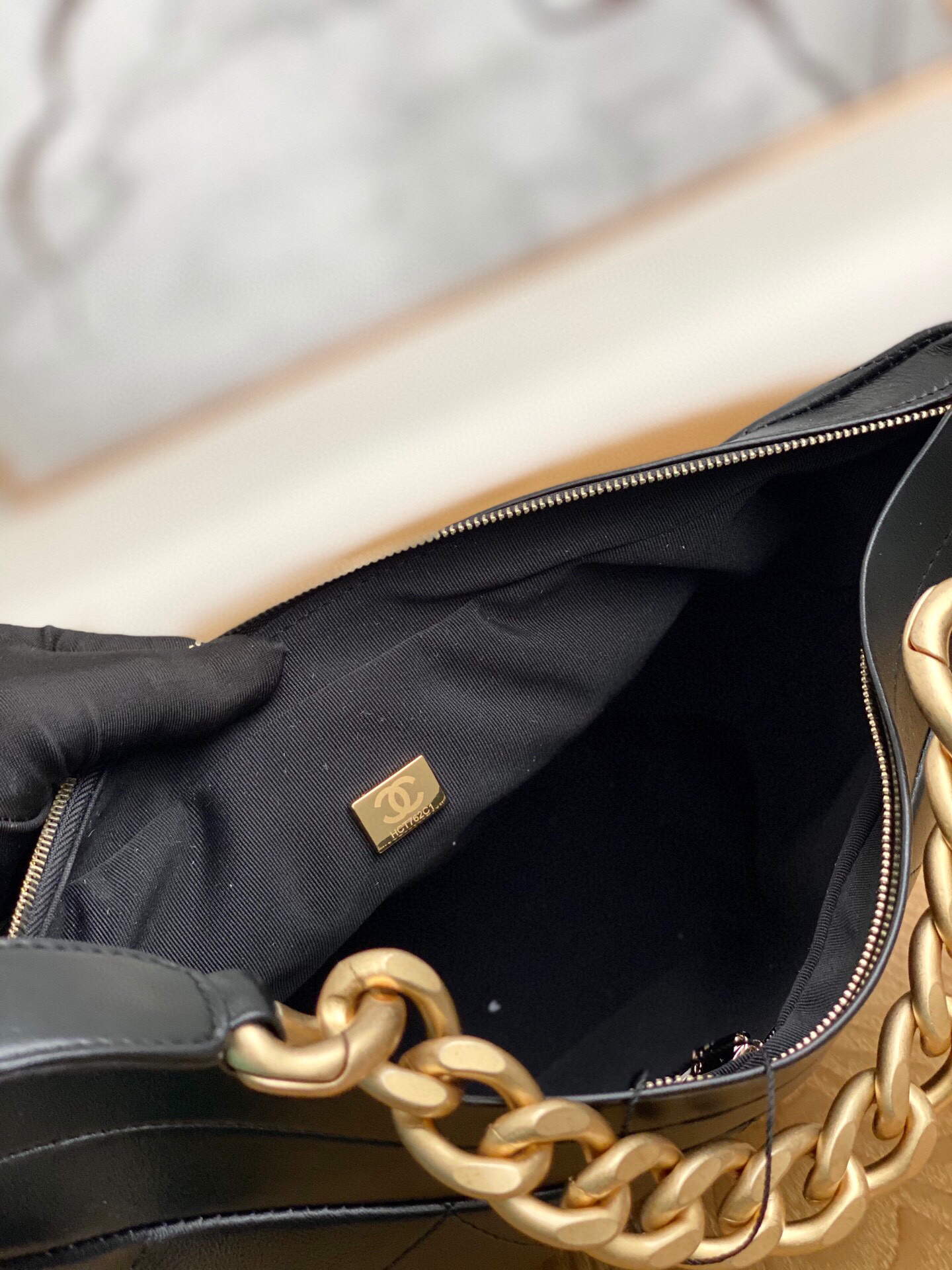 Chanel AS2910 Hobo Handbag Calfskin Black Gold - Default Title - View 9