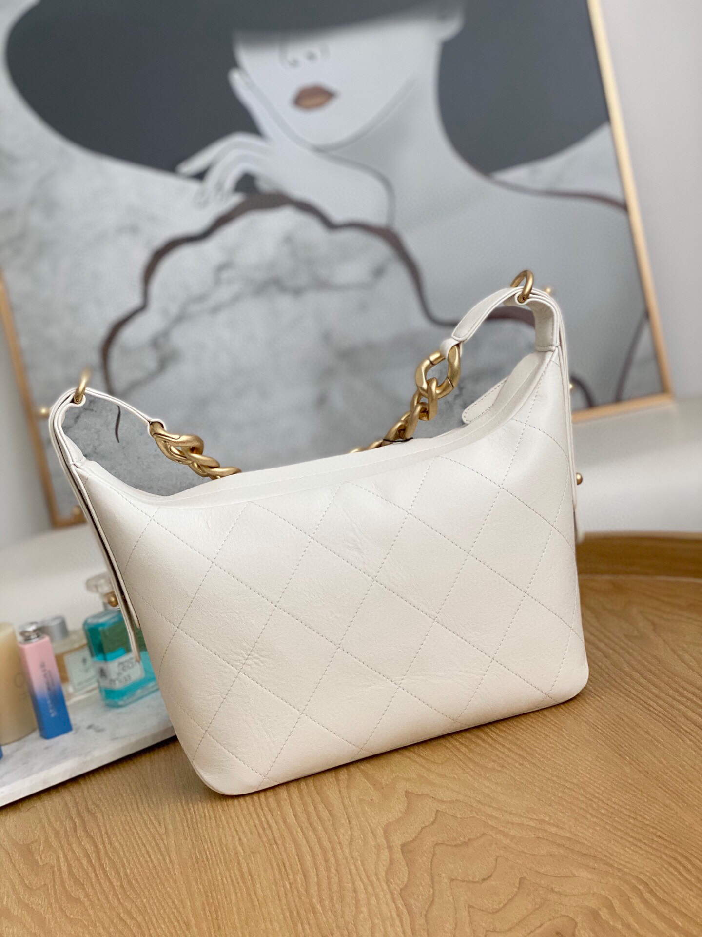 Chanel AS2910 Hobo Handbag Calfskin White Gold - Default Title - View 2