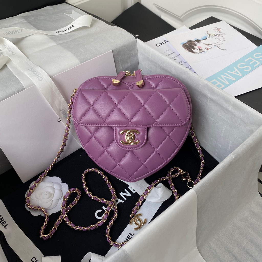 Chanel AS2927 Flap Bag Lambskin Purple