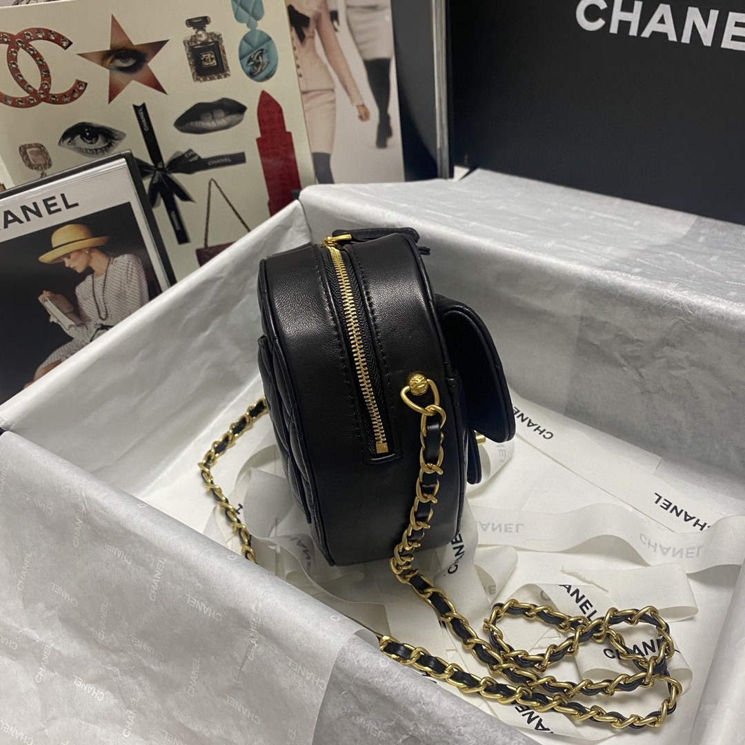 Chanel AS2928 Flap Large Heart Bag Lambskin Black