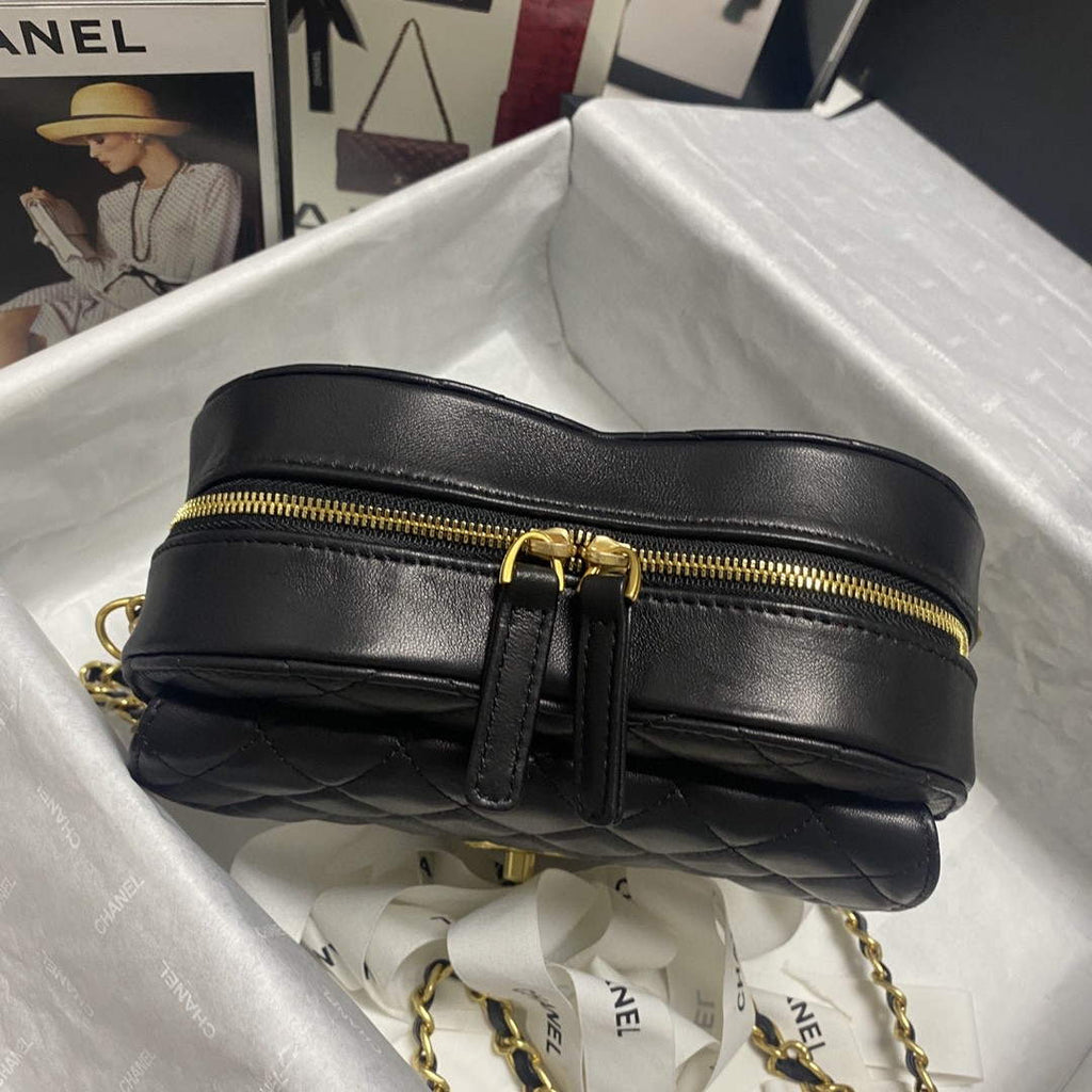 Chanel AS2928 Flap Large Heart Bag Lambskin Black