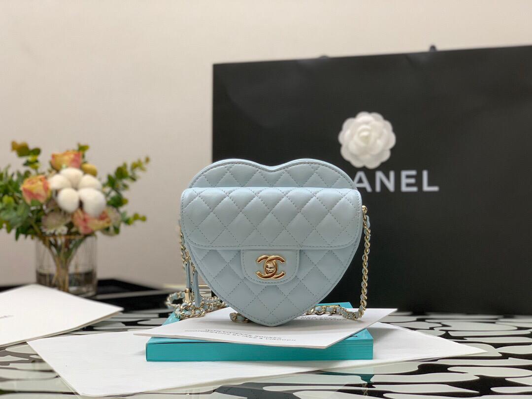 Chanel AS3191 Large Heart Bag Lambskin Light Blue - Default Title - View 1