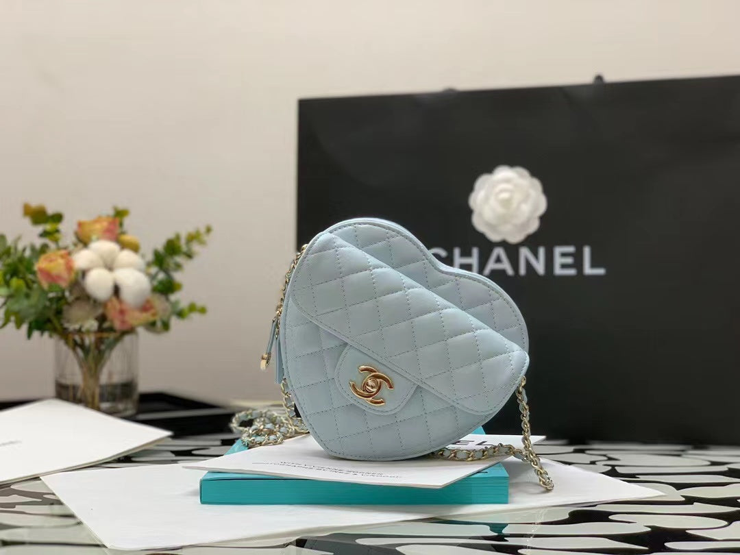 Chanel AS3191 Large Heart Bag Lambskin Light Blue - Default Title - View 3