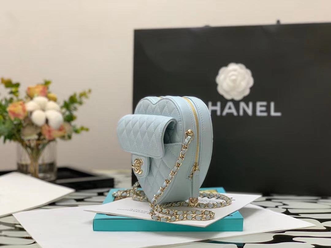 Chanel AS3191 Large Heart Bag Lambskin Light Blue - Default Title - View 5