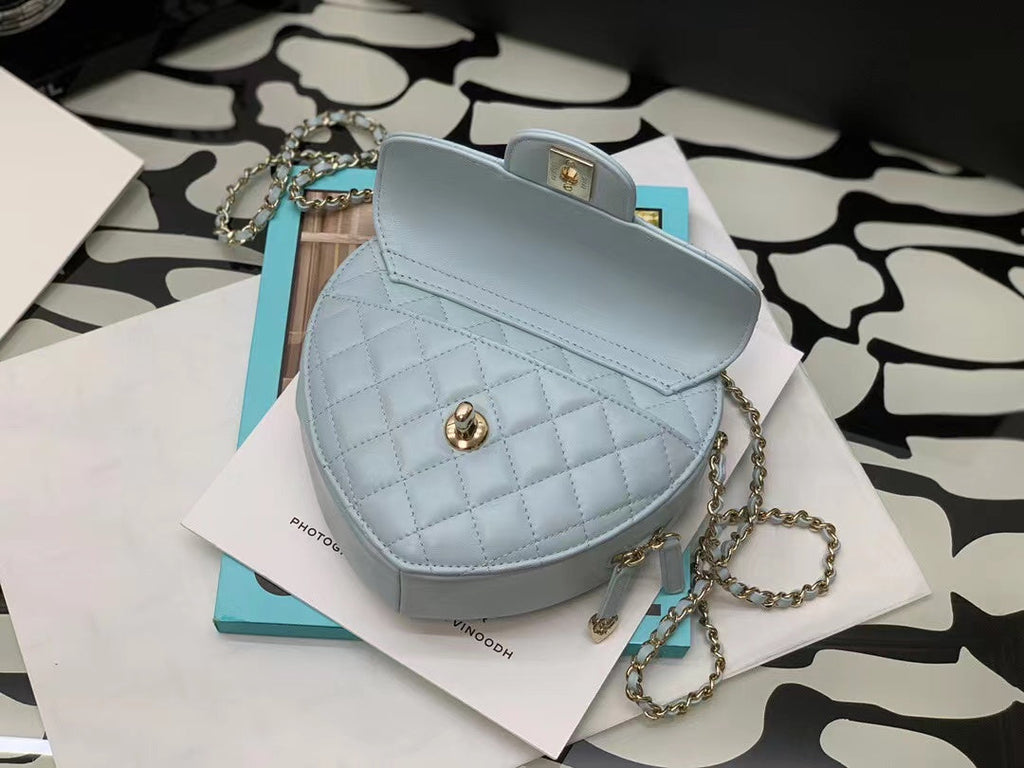Chanel AS3191 Large Heart Bag Lambskin Light Blue