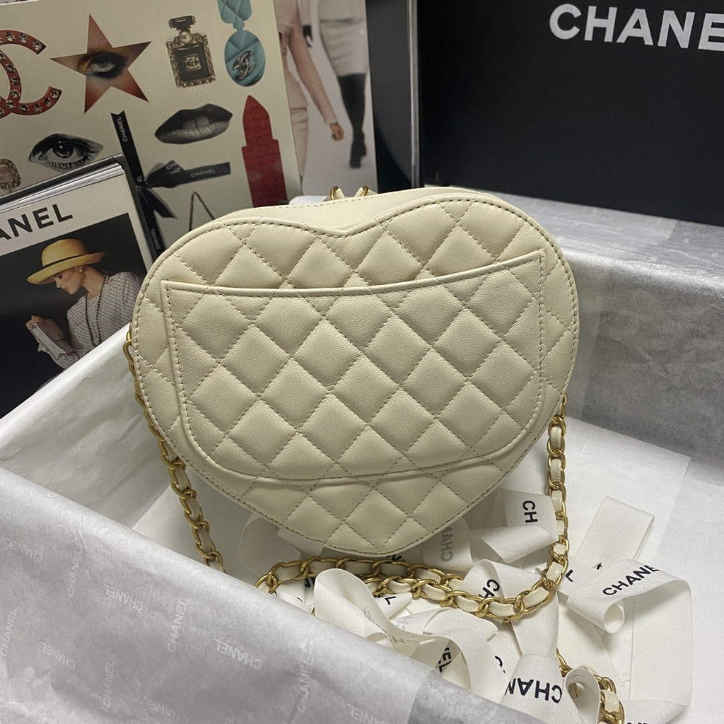 Chanel AS2928 Flap Large Heart Bag Lambskin White