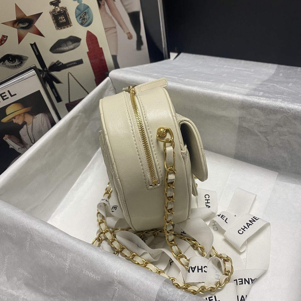 Chanel AS2928 Flap Large Heart Bag Lambskin White