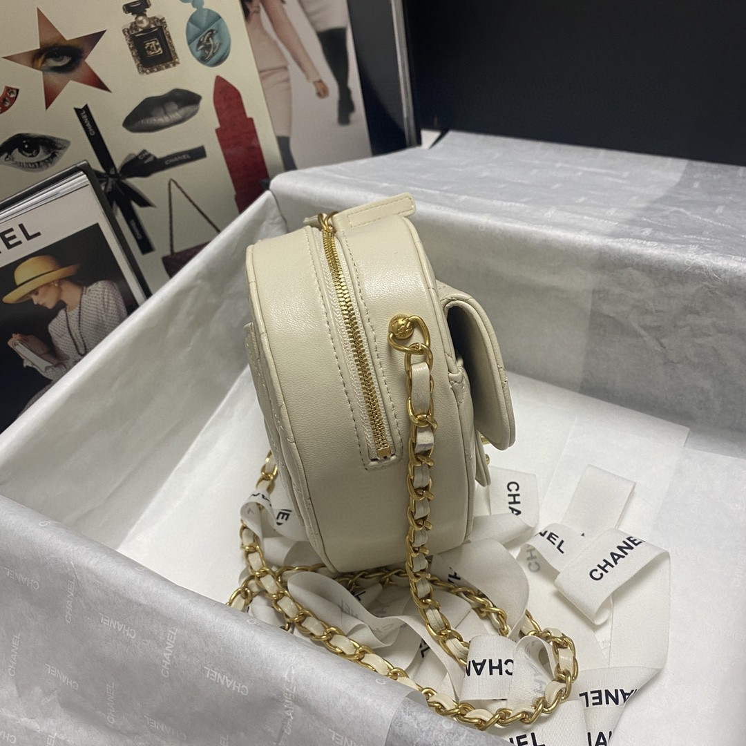 Chanel AS2928 Flap Large Heart Bag Lambskin White