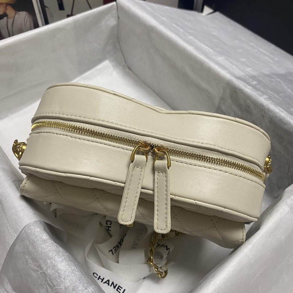 Chanel AS2928 Flap Large Heart Bag Lambskin White