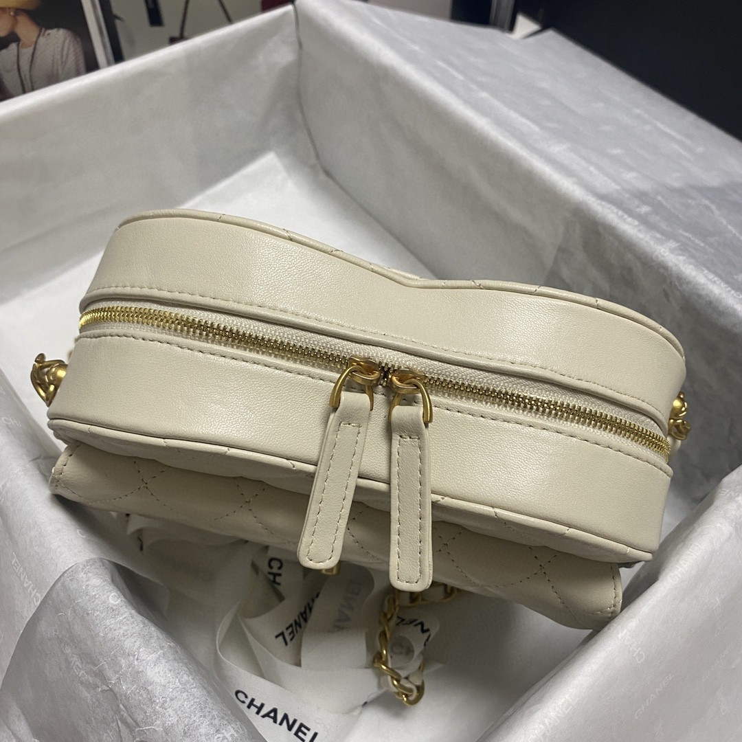 Chanel AS2928 Flap Large Heart Bag Lambskin White