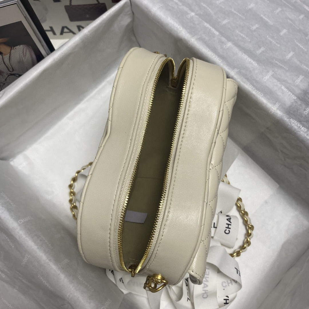 Chanel AS2928 Flap Large Heart Bag Lambskin White