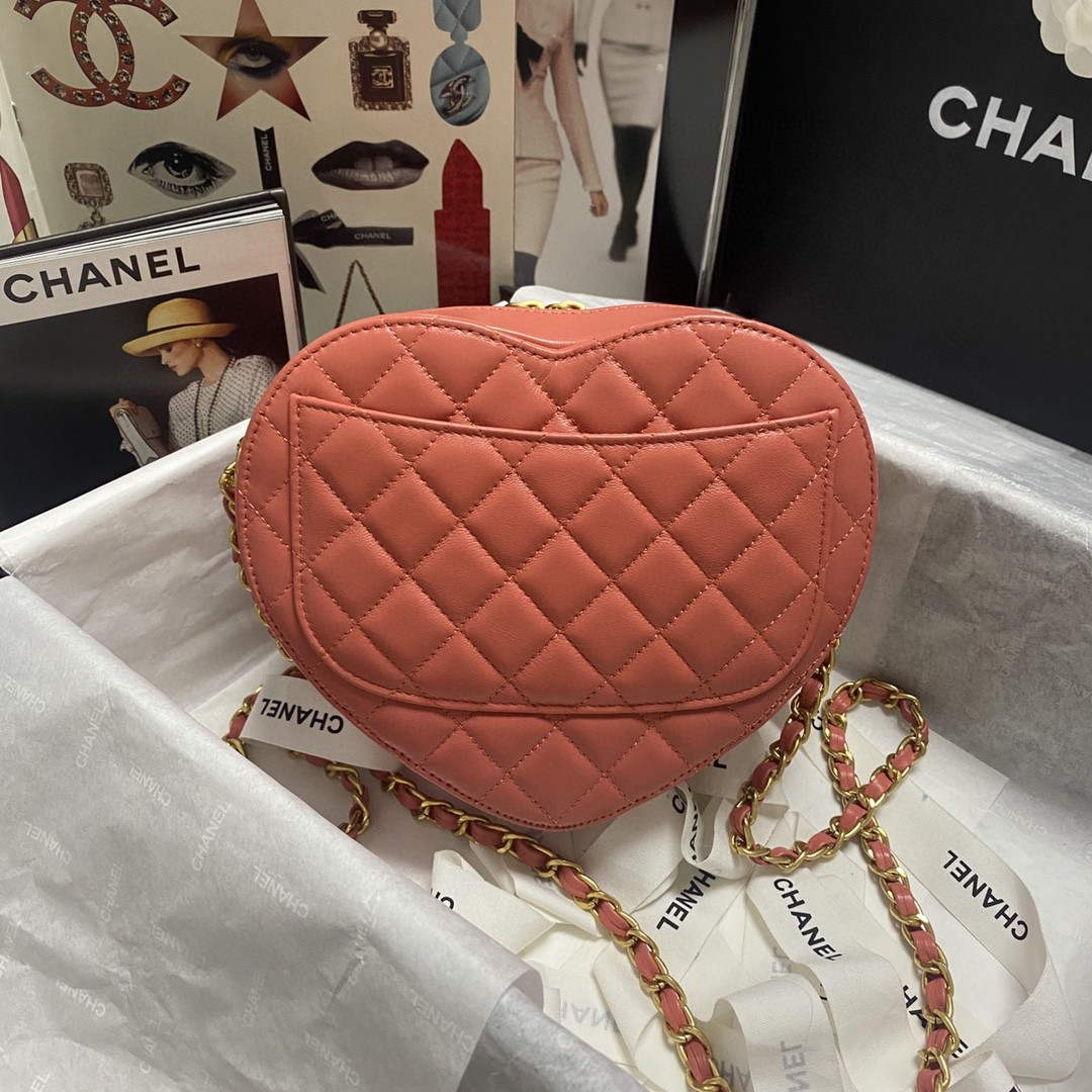 Chanel AS2928 Flap Large Heart Bag Lambskin Pink