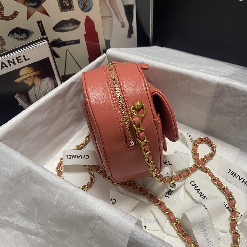 Chanel AS2928 Flap Large Heart Bag Lambskin Pink