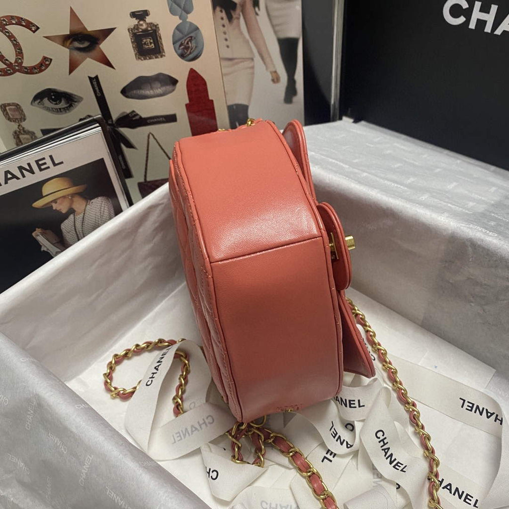Chanel AS2928 Flap Large Heart Bag Lambskin Pink