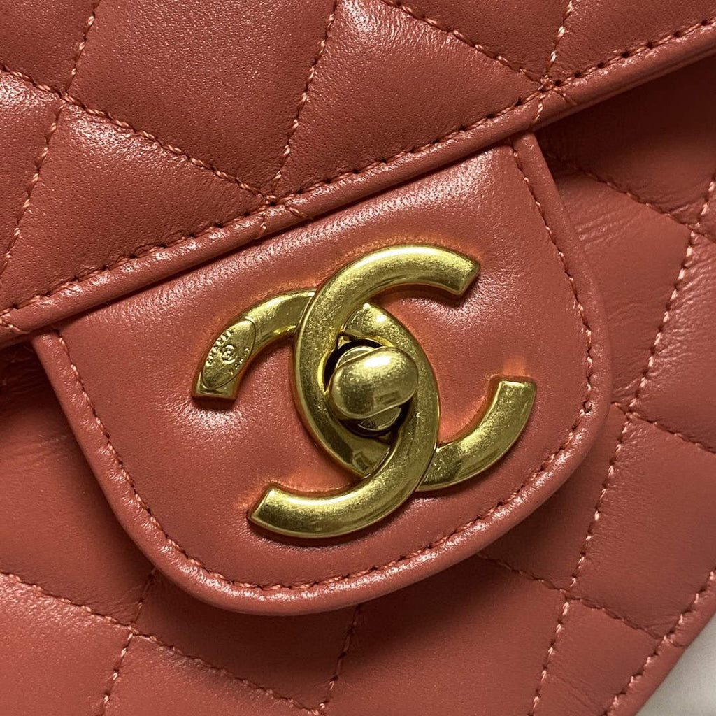 Chanel AS2928 Flap Large Heart Bag Lambskin Pink