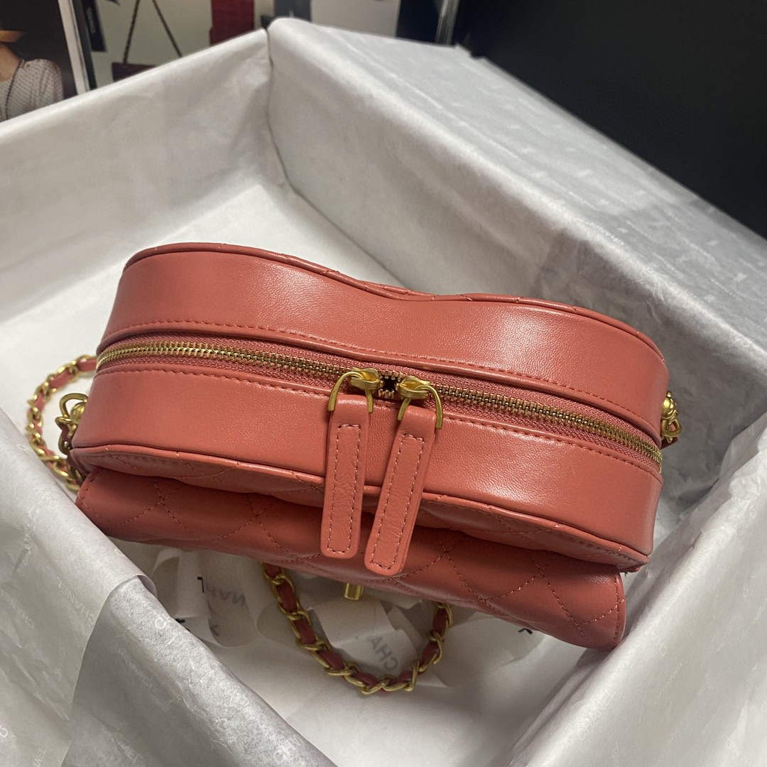Chanel AS2928 Flap Large Heart Bag Lambskin Pink