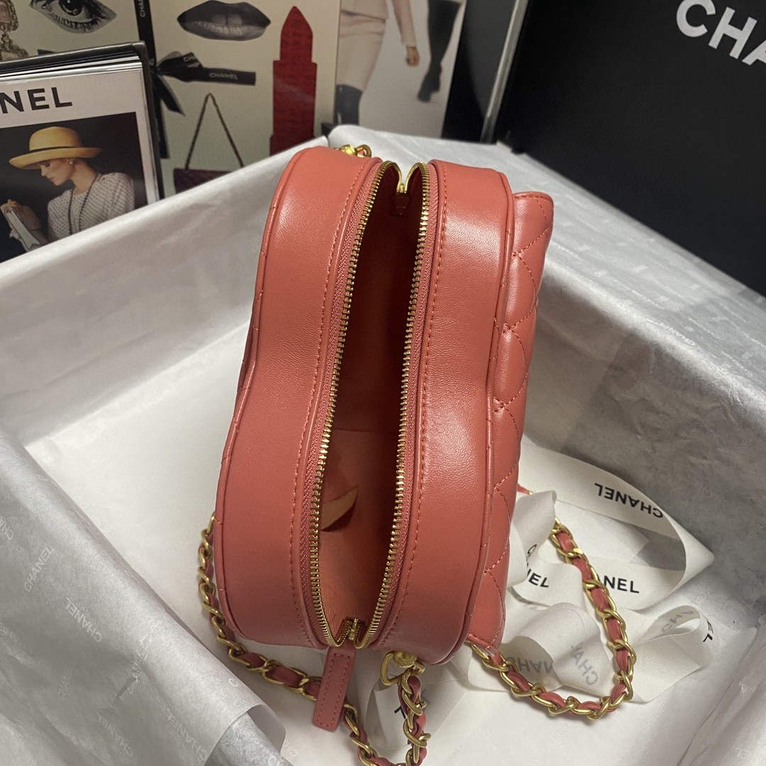 Chanel AS2928 Flap Large Heart Bag Lambskin Pink