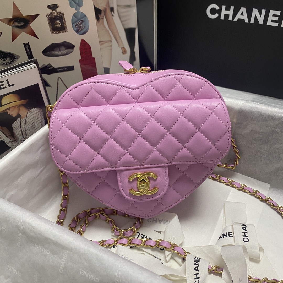 Chanel AS2928 Flap Large Heart Bag Lambskin Purple - Default Title - View 2