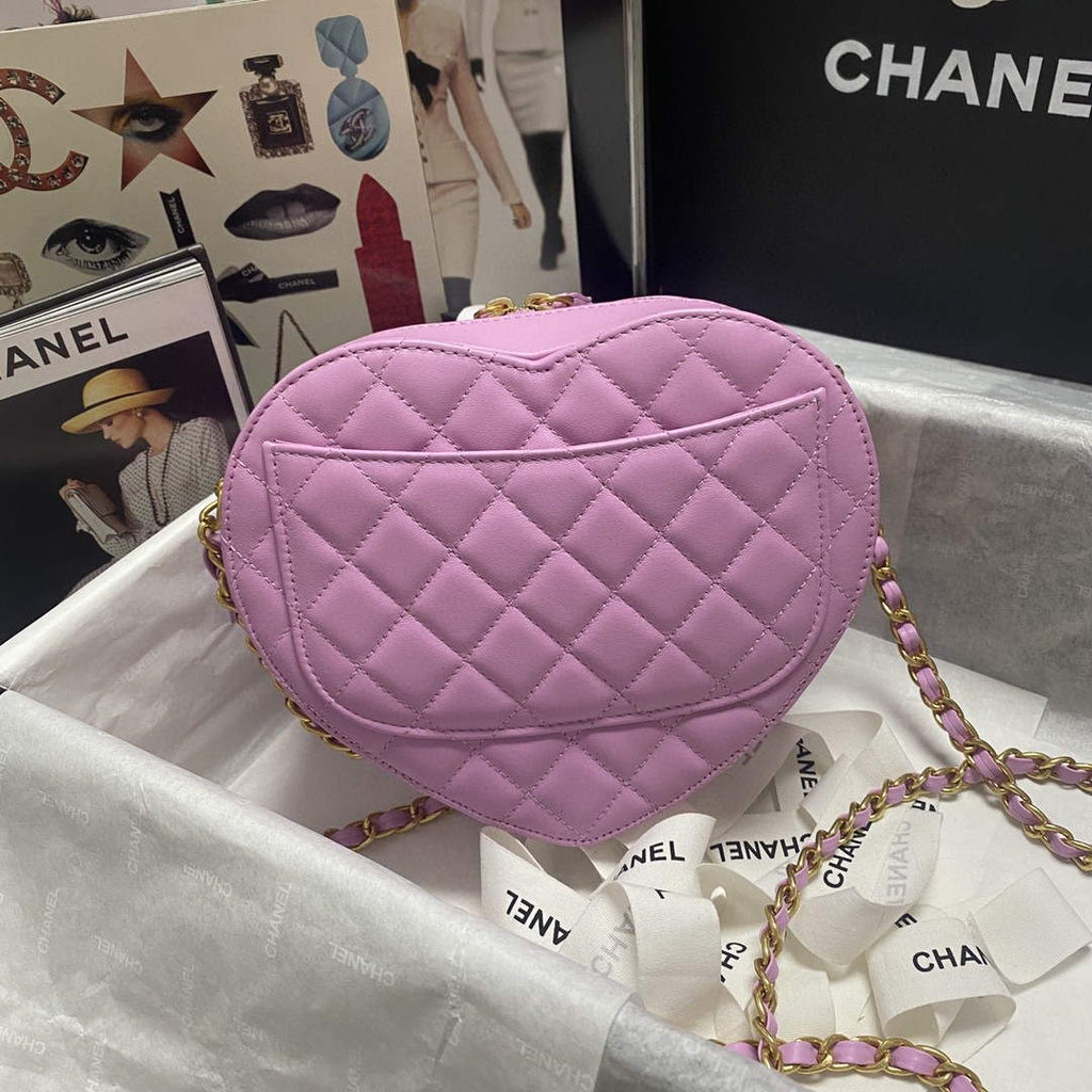 Chanel AS2928 Flap Large Heart Bag Lambskin Purple