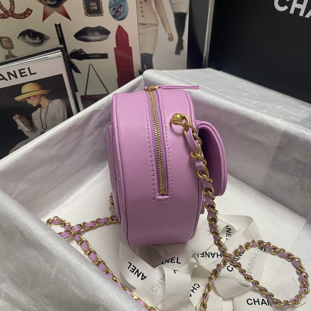 Chanel AS2928 Flap Large Heart Bag Lambskin Purple