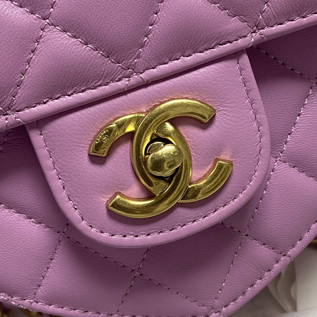 Chanel AS2928 Flap Large Heart Bag Lambskin Purple