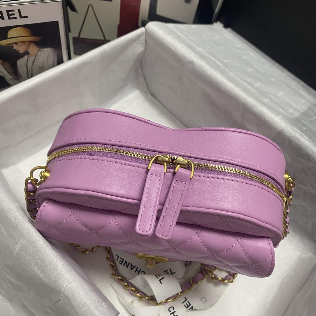 Chanel AS2928 Flap Large Heart Bag Lambskin Purple