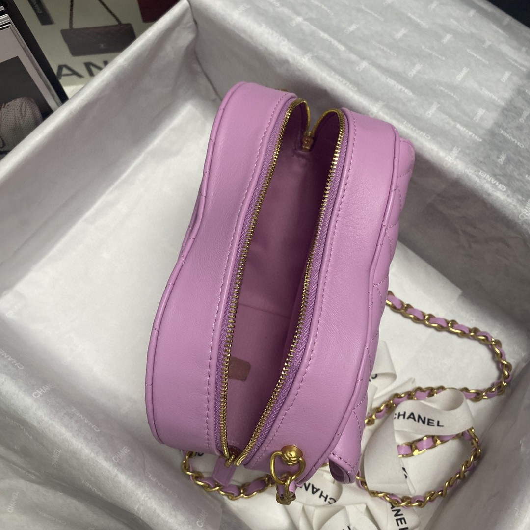 Chanel AS2928 Flap Large Heart Bag Lambskin Purple