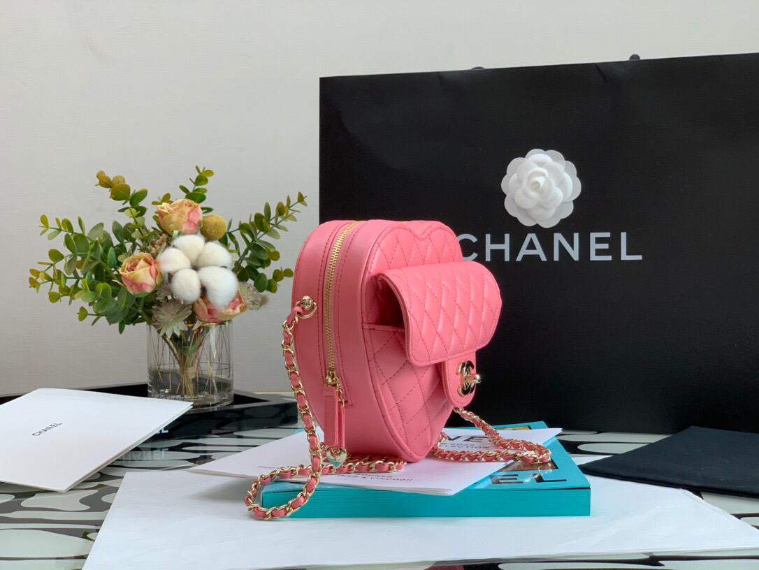 Chanel AS3191 Large Heart Bag Lambskin Rose Red - Default Title - View 6
