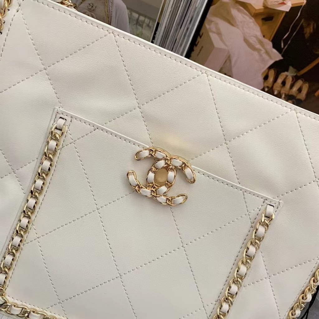 Chanel AS2956 Shopping Bag Calfskin White