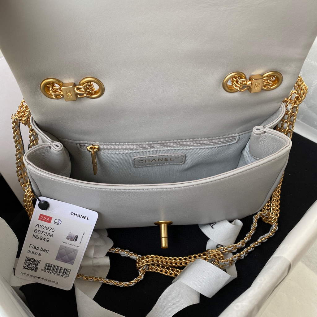 Chanel AS2975 Small Flap Bag Lambskin Gray