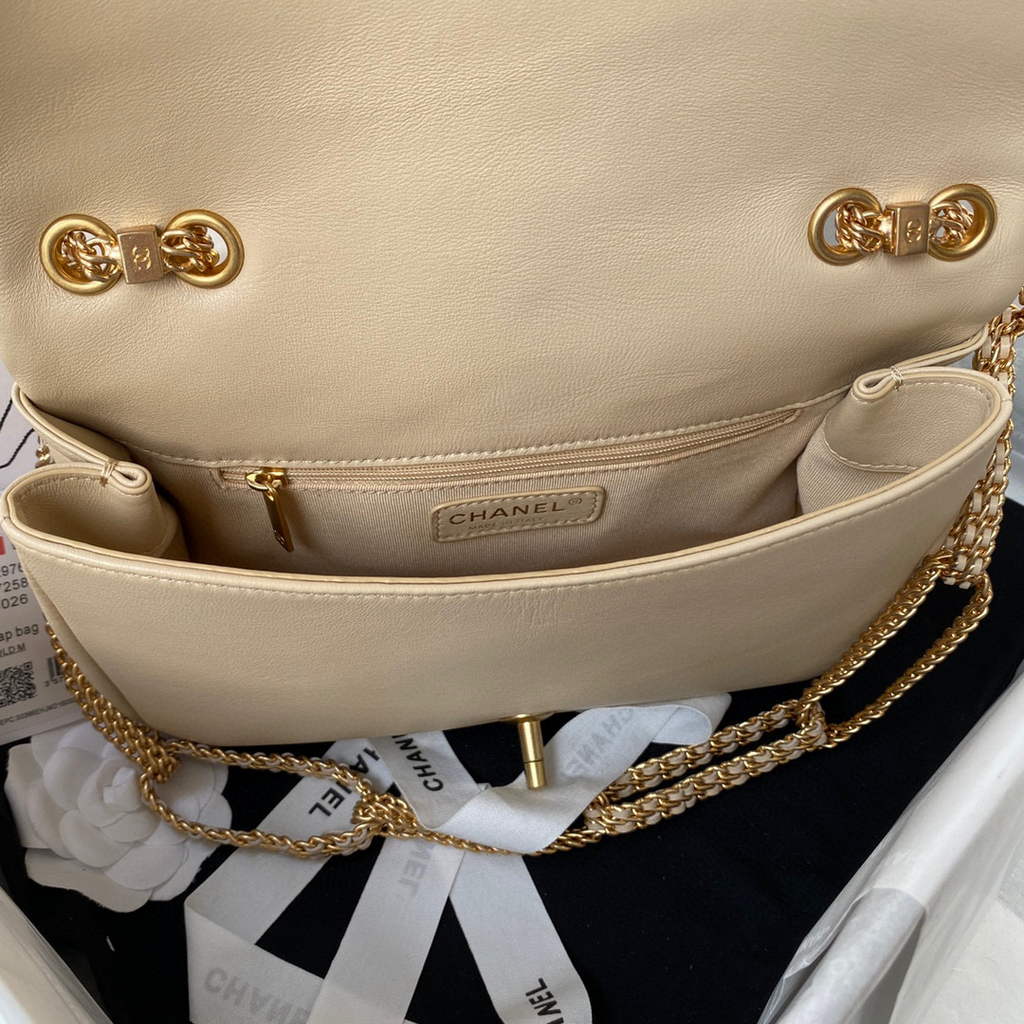 Chanel AS2976 Flap Bag Lambskin Apricot
